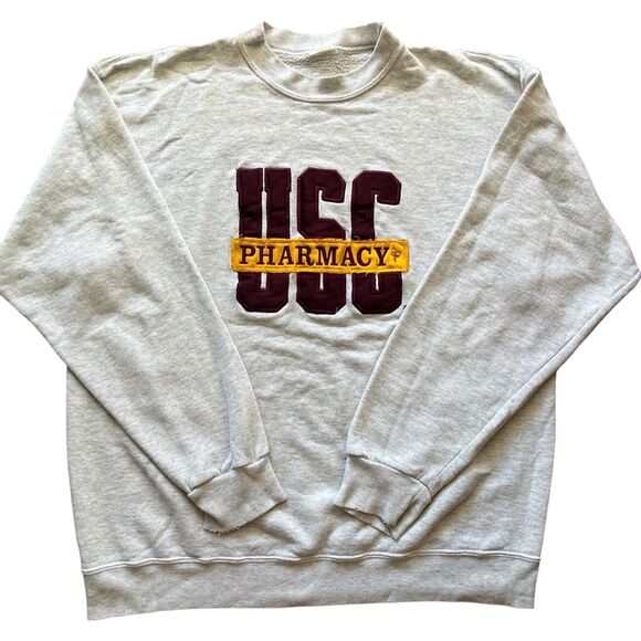 USC Pharmacy embroidered crewneck sweater Distressed Sweater - Picture 1 of 16